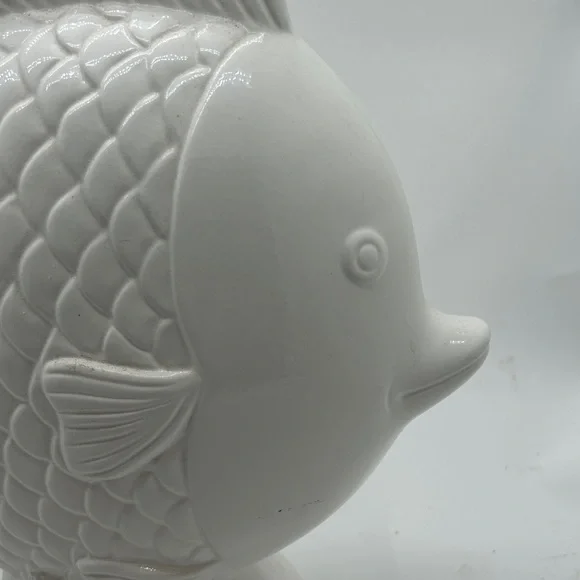 White Large Ceramic Fish Decor - Picture 2 of 5